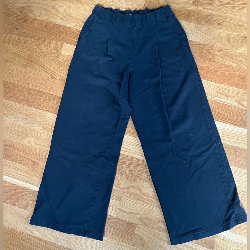 Aerie New Heights Fleece Trouser - Black Wide Leg Sweatpants